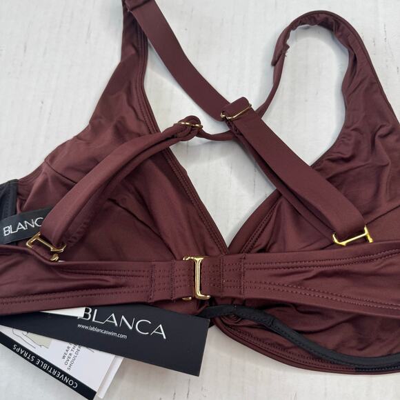 La Blanca Underwire Twist Front Swim Bikini Top in Java Brown NWT Size 8 - Picture 5 of 8